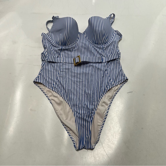 weworewhat women’s blue white striped swimsuit one piece XL L116-13 - Picture 2 of 6